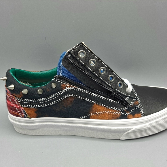 New Vans Old Skool Zip Tartan Daze Acid Dye Plaid Studs Spikes Punk Women's 7 - Picture 7 of 10